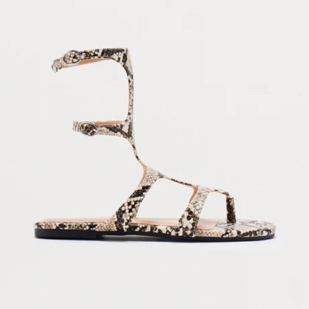 Snake Print Gladiator Sandals - Picture 3 of 7